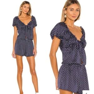 Navy Polka Dot Women's LPA Set
